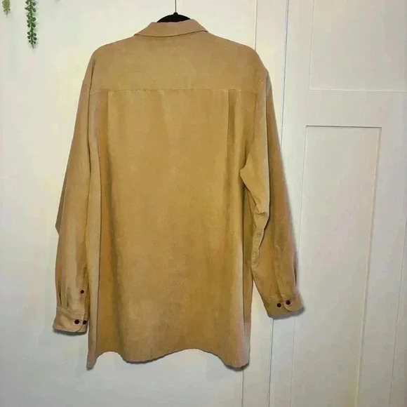 Consensus Sportswear Suede Look Men’s Tan Button Up Size XLT - Picture 7 of 8